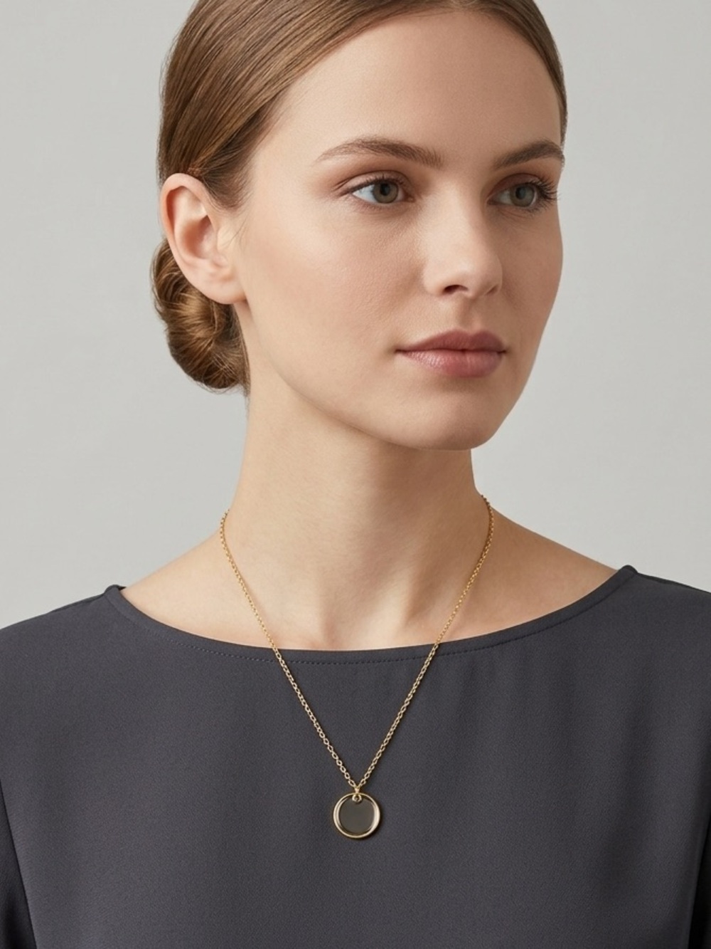 Plunder Gold Disc Pendant Necklace - Shiny Gold
